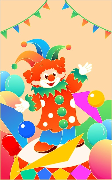 April fools day clown performance illustration festival spoof pranking event poster
