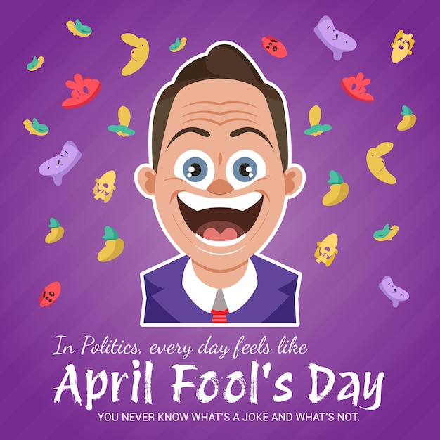 April Fools Day Politician Meme Flat Vector Illustration