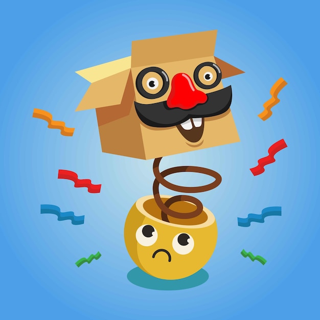 April fools day with box and emoticon character