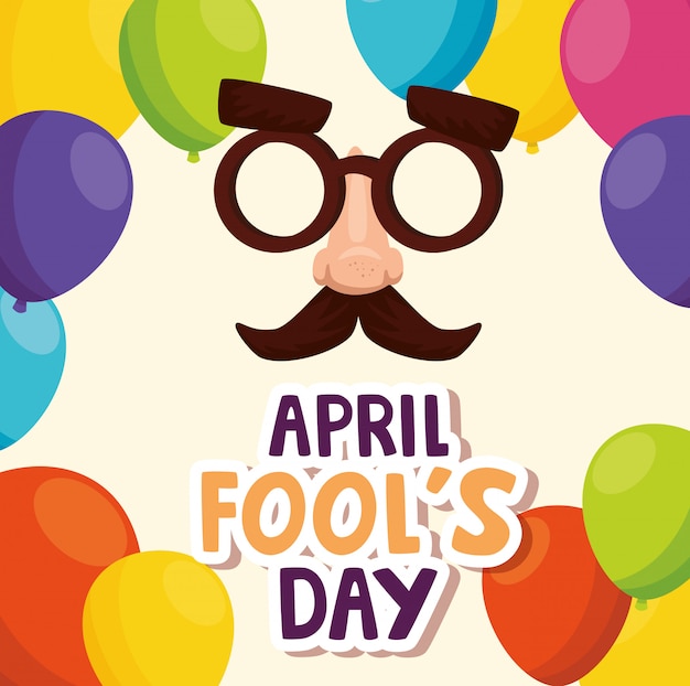 April fools day with crazy mask and decoration