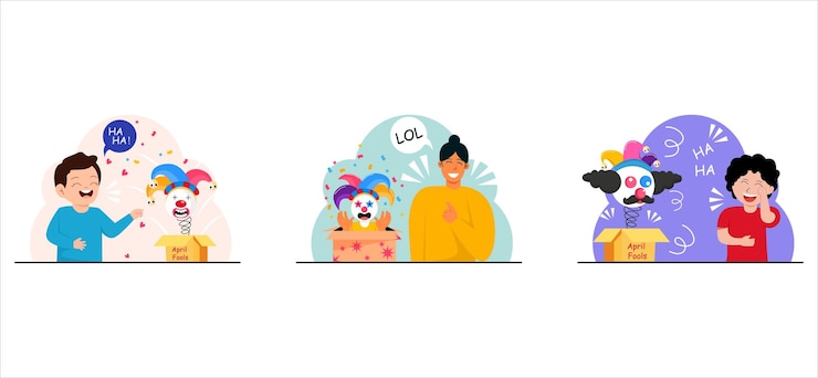 Vector april fools flat bundle design