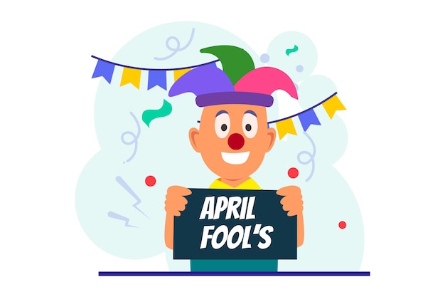 Vector april fools flat illustration design