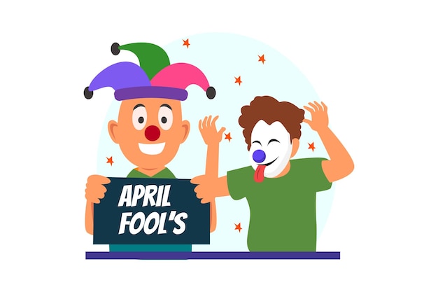 April fools flat illustration design