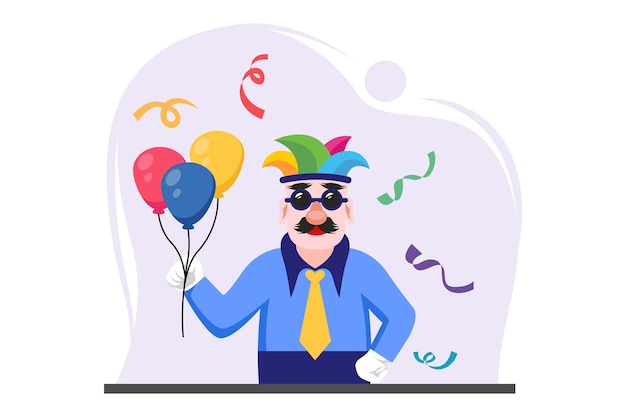 April Fools Flat Ontwerp Illustratie