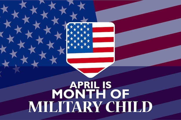 Aprile è il mese del modello di concetto di festa del bambino militare per il poster della carta banner di sfondo