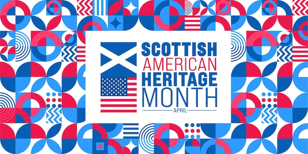 4月はスコットランド・アメリカン・ヘリテージ・マン (Scottish American Heritage Month) の背景のテンプレートで休日のコンセプトです