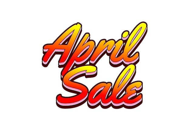 April sale Text effect in 3 dimension style