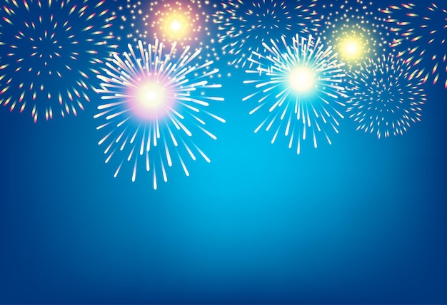 Apstract golden firework on blue background for celebration concept