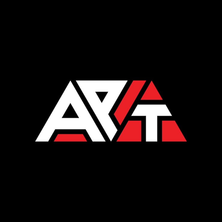 Vector apt triangle letter logo design with triangle shape apt triangle logo design monogram apt triangle vector logo template with red color apt triangular logo simple elegant and luxurious logo apt