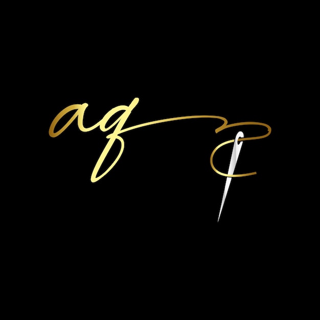 AQ initial logo, handwriting clothing logo template vector