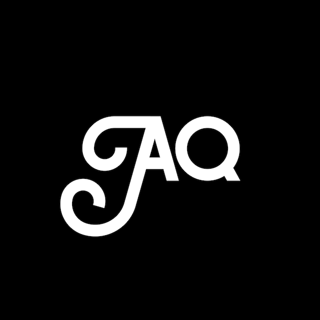 Vettore design del logo di lettera aq su sfondo nero aq iniziali creative concetto di logo di lettera aq design di lettera aq design di lettera bianca su sfondo nera a q a q logo