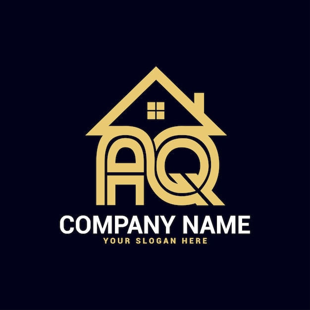 Aq, qa Real estate letter logo Vector Template