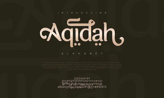 ベクトル アキダ・プレミアム・ラグジュアリー アラビア語アルファベット 文字と数字 優雅なイスラム文字 ラマダンの結婚式