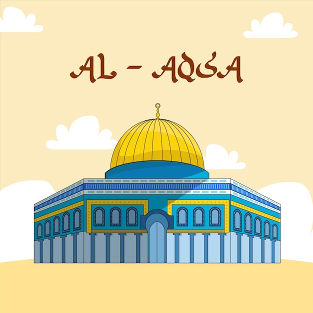 Vector aqsa mosque masjidil aqsa islamic theme