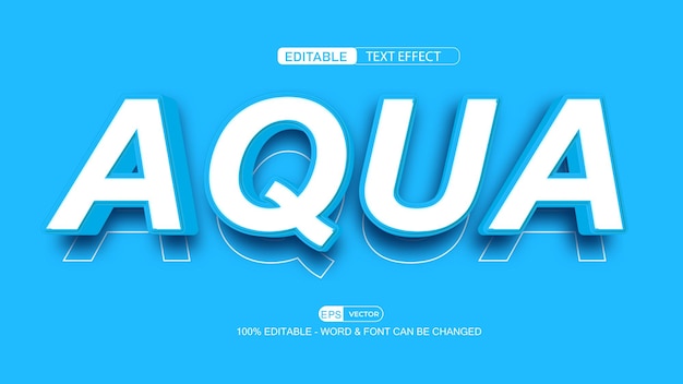 Aqua 3d editable text effect eps vector style