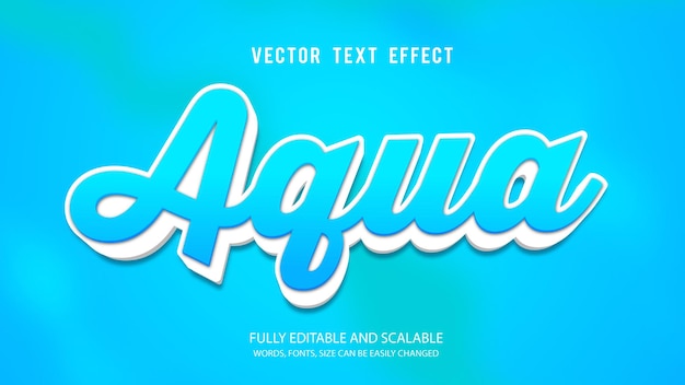 Aqua 3d Editable Text Effect Vector Template With Cute Background