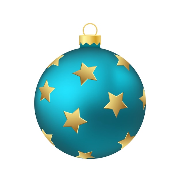 Aqua blue Christmas tree toy or ball Volumetric and realistic color illustration