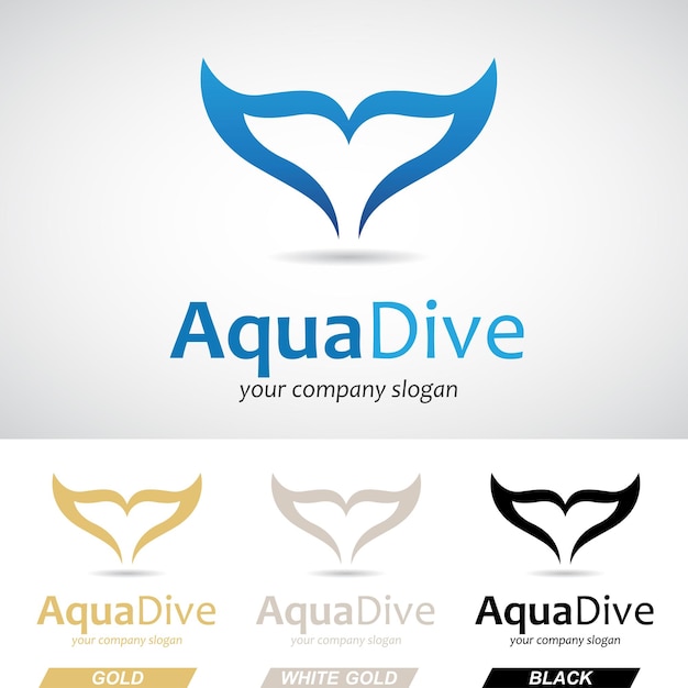 Значок логотипа Aqua Dive Blue Fish Tail