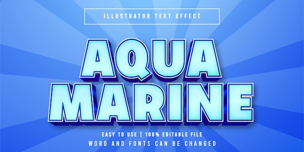 Vector aqua marine editable game title style text effect