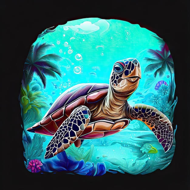 Vector aqua odyssey a tshirt celebrating the beauty of sea turtles