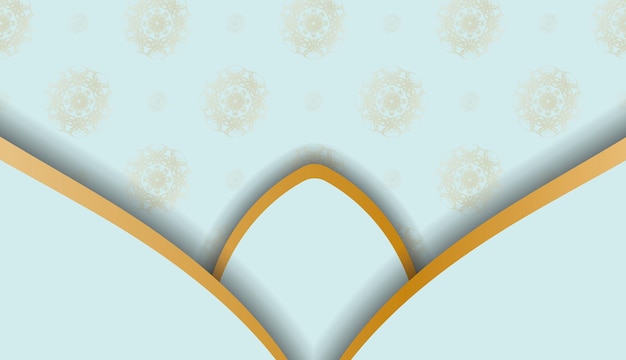 Aquamarine background with abstract gold ornament for design under the text