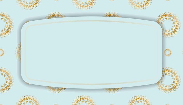 Vector aquamarine background with indian gold pattern and place under your text