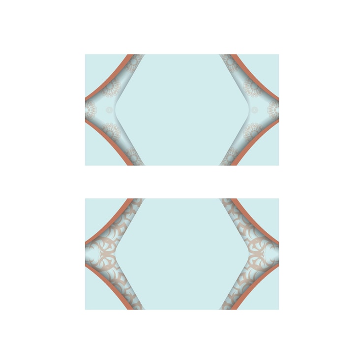 Vector an aquamarine business card with an antique coral pattern for your contacts