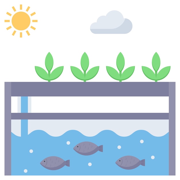 Aquaponics landbouw Concept Hydrocultuur Vector Design Slimme landbouw digitale landbouw