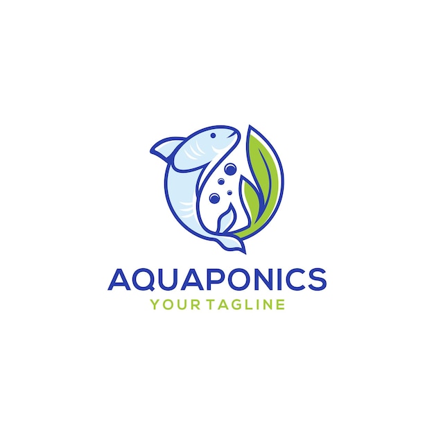 Aquaponics 로고 스톡 벡터 템플릿