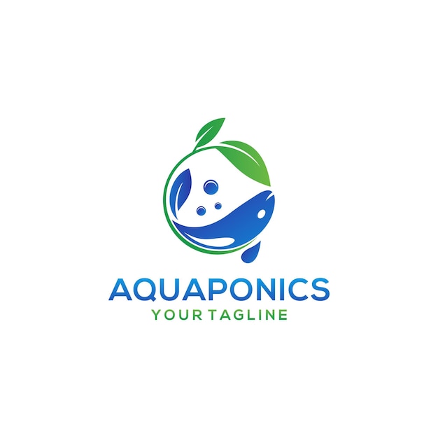 Aquaponics 로고 스톡 벡터 템플릿