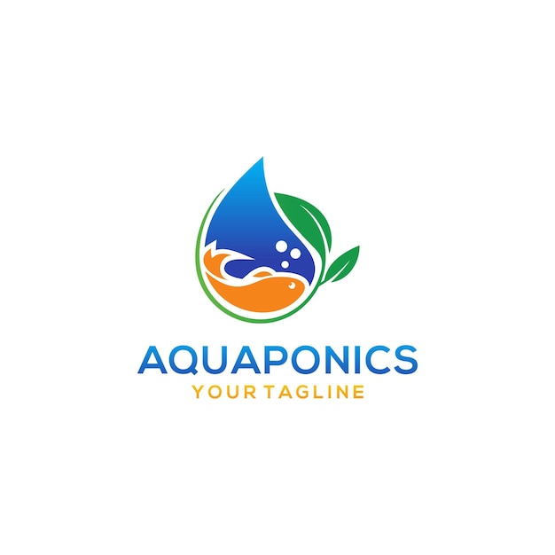 Aquaponics 로고 스톡 벡터 템플릿