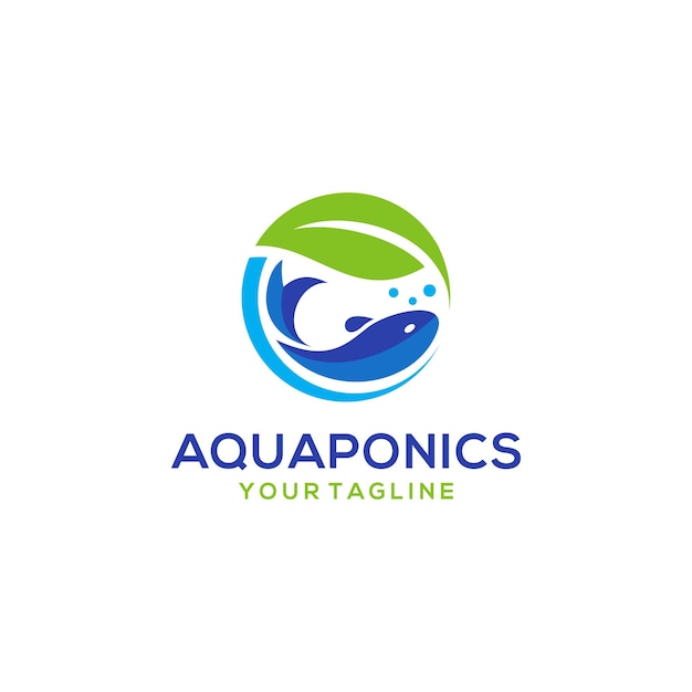 Aquaponics 로고 스톡 벡터 템플릿