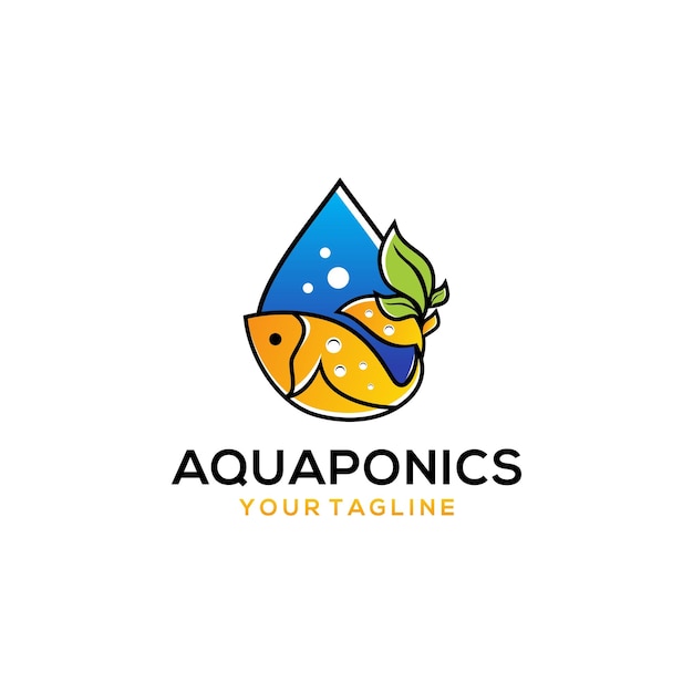 Aquaponics Logo Voorraad Vector Sjabloon