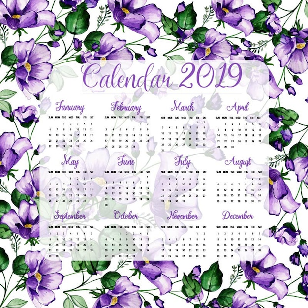 Aquarel 2019 Bloemenkalender