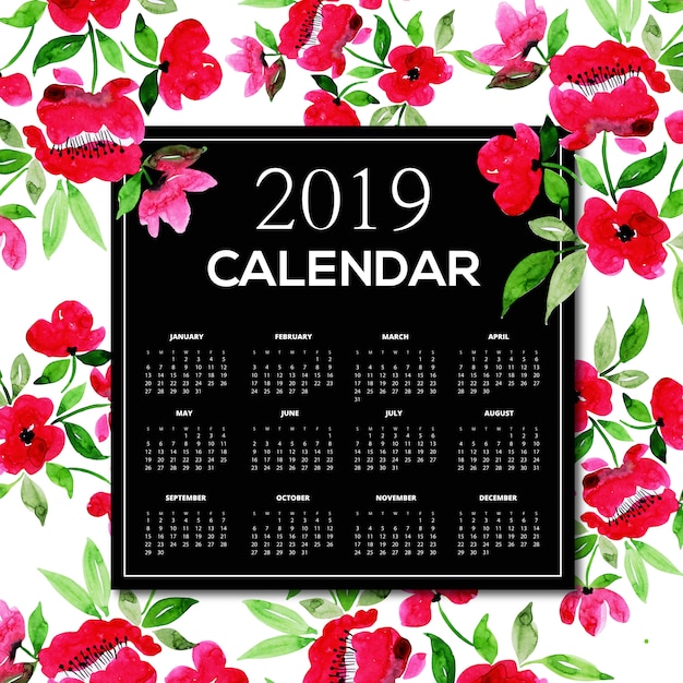 Aquarel 2019 Bloemenkalender