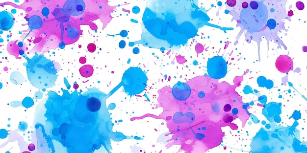 Aquarel achtergrond met blauwe en paarse vlekken op een witte achtergrond