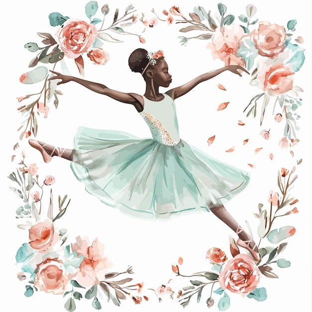 Aquarel_Afrikaans_Amerikaans_BallerinaBallet