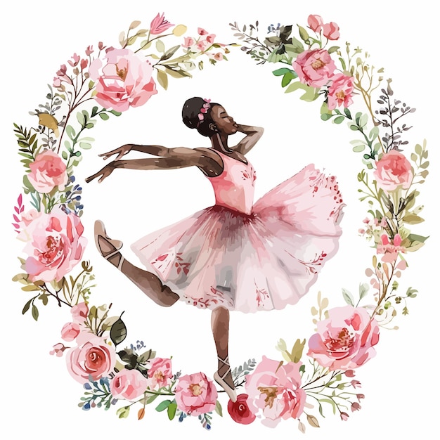 Aquarel_Afrikaans_Amerikaans_BallerinaBallet