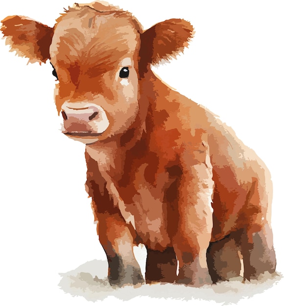 Aquarel Baby Ox Vector- Kalfsvlees Vector- Rundvlees Vector