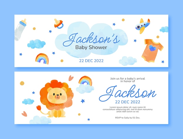 Aquarel baby shower horizontale banner