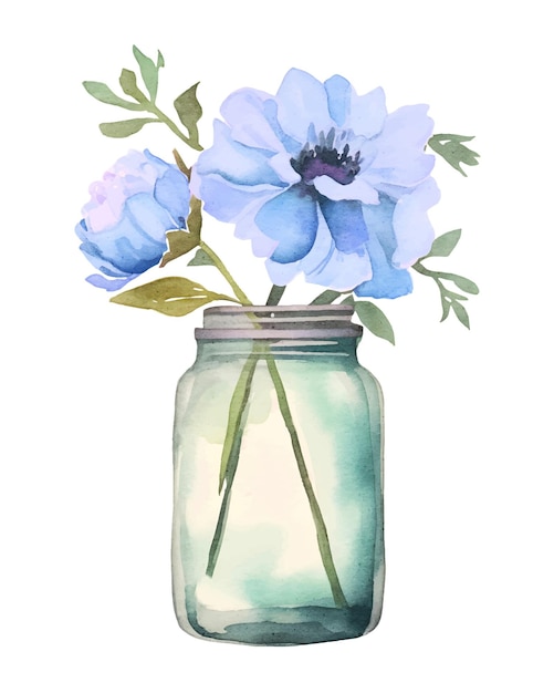 aquarel beker met bloemen illustratie clipart