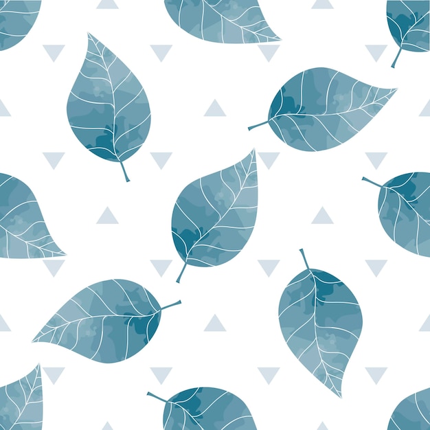 Aquarel bladeren naadloze patroon Blauw blad grenzeloze bloemen textiel weefsel wrap paper background