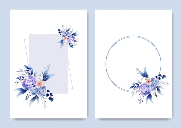 Aquarel blauw botanisch sjabloon vector ontwerp