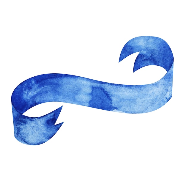 Aquarel blauw lint Handgeschilderde banners geïsoleerd op een witte achtergrond