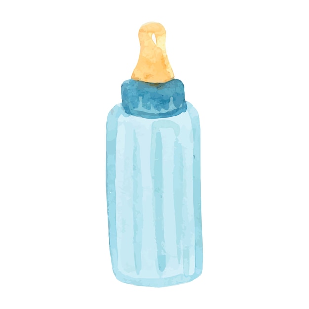 Aquarel blauwe baby shower fles vector illustratie