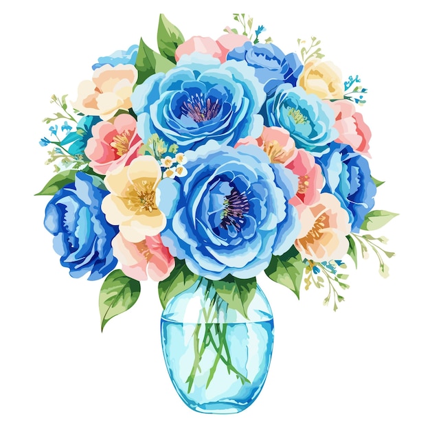 aquarel blauwe bloemen vector illustratie ontwerp