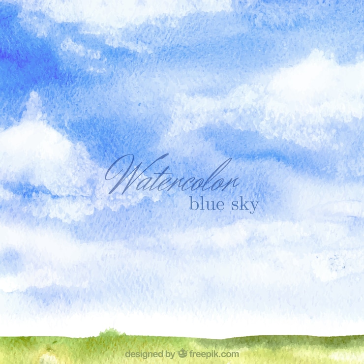 Vector aquarel blauwe hemel backrgound