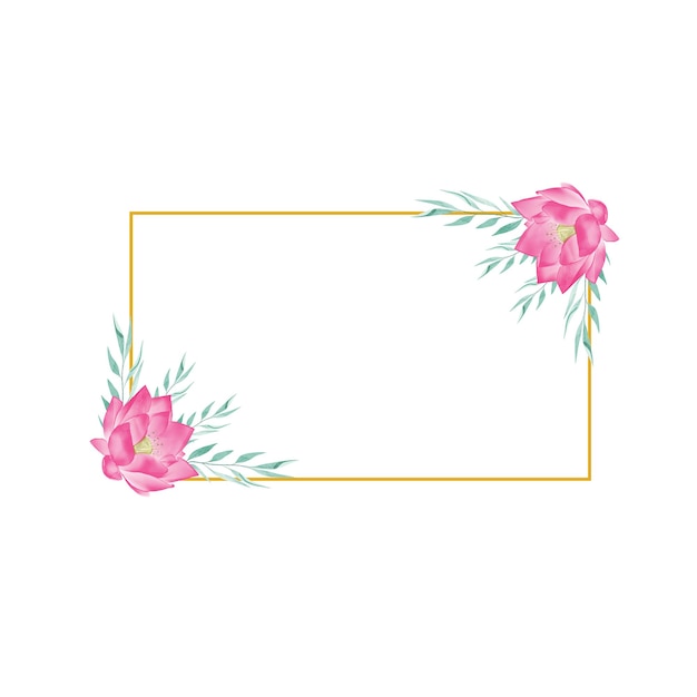 Aquarel bloemen bloem met gouden frame bruiloft decoratie