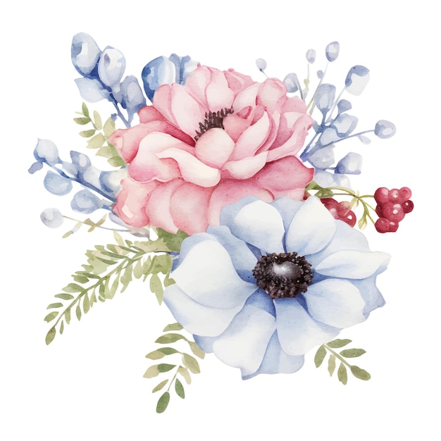 Aquarel bloemen boeket