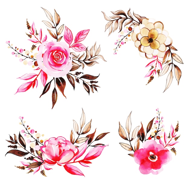 Aquarel bloemen boeketten collectie